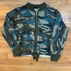J Crew camouflage zip up sweater bomber jacket